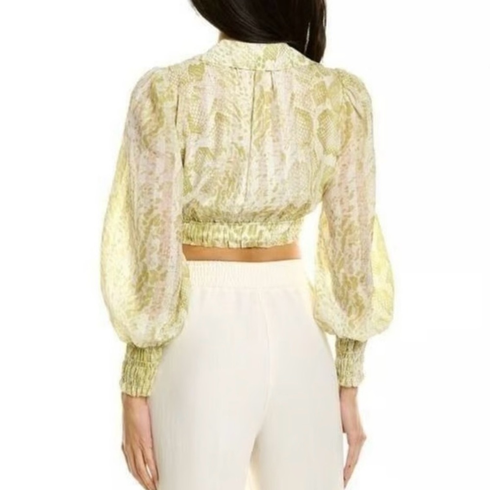 All Saints Clara Noche Snake Print Top Size 4 NWT Lime Green Cropped - Picture 3 of 17